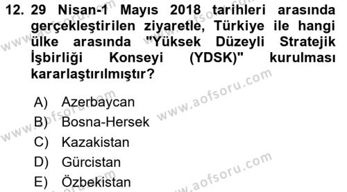 Atatürk İlkeleri Ve İnkılap Tarihi 2 Dersi 2020 - 2021 Yılı Yaz Okulu Sınavı 12. Soru