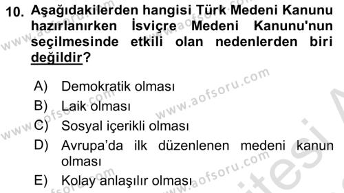 Atatürk İlkeleri Ve İnkılap Tarihi 2 Dersi 2021 - 2022 Yılı (Vize) Ara Sınavı 10. Soru