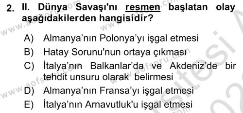 Atatürk İlkeleri Ve İnkılap Tarihi 2 Dersi 2021 - 2022 Yılı (Vize) Ara Sınavı 2. Soru