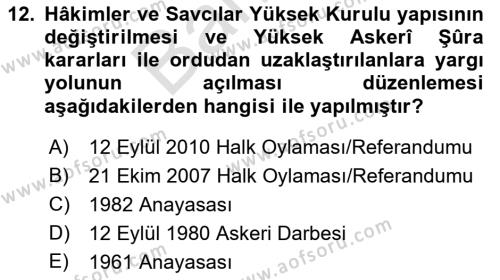 Atatürk İlkeleri Ve İnkılap Tarihi 2 Dersi 2021 - 2022 Yılı (Final) Dönem Sonu Sınavı 12. Soru