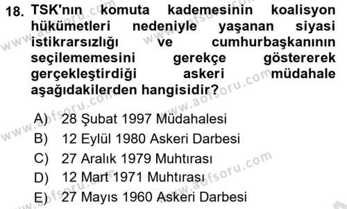 Atatürk İlkeleri Ve İnkılap Tarihi 2 Dersi 2021 - 2022 Yılı (Final) Dönem Sonu Sınavı 18. Soru