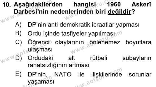 Atatürk İlkeleri Ve İnkılap Tarihi 2 Dersi 2022 - 2023 Yılı (Final) Dönem Sonu Sınavı 10. Soru