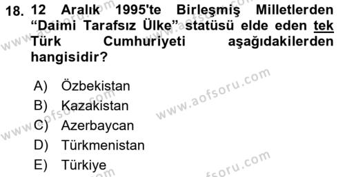 Atatürk İlkeleri Ve İnkılap Tarihi 2 Dersi 2022 - 2023 Yılı (Final) Dönem Sonu Sınavı 18. Soru