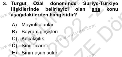 Atatürk İlkeleri Ve İnkılap Tarihi 2 Dersi 2022 - 2023 Yılı (Final) Dönem Sonu Sınavı 3. Soru
