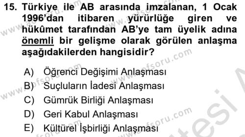 Atatürk İlkeleri Ve İnkılap Tarihi 2 Dersi 2023 - 2024 Yılı Yaz Okulu Sınavı 15. Soru