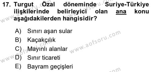 Atatürk İlkeleri Ve İnkılap Tarihi 2 Dersi 2023 - 2024 Yılı Yaz Okulu Sınavı 17. Soru