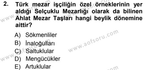 Orta Çağ ve Yeni Çağ Türk Devletleri Tarihi Dersi 2012 - 2013 Yılı (Vize) Ara Sınavı 2. Soru