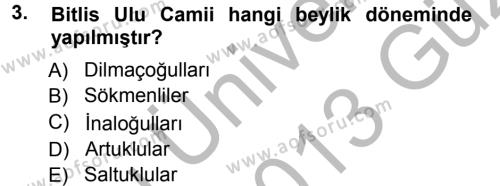 Orta Çağ ve Yeni Çağ Türk Devletleri Tarihi Dersi 2012 - 2013 Yılı (Vize) Ara Sınavı 3. Soru