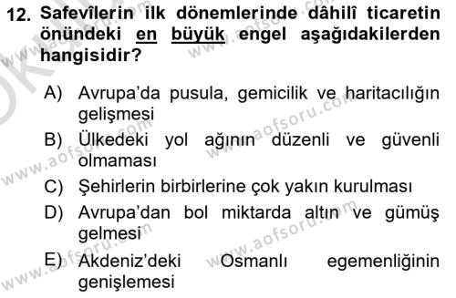 Orta Çağ ve Yeni Çağ Türk Devletleri Tarihi Dersi 2020 - 2021 Yılı Yaz Okulu Sınavı 12. Soru