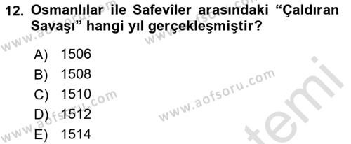 Orta Çağ ve Yeni Çağ Türk Devletleri Tarihi Dersi 2021 - 2022 Yılı (Final) Dönem Sonu Sınavı 12. Soru