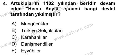 Orta Çağ ve Yeni Çağ Türk Devletleri Tarihi Dersi 2022 - 2023 Yılı (Final) Dönem Sonu Sınavı 4. Soru