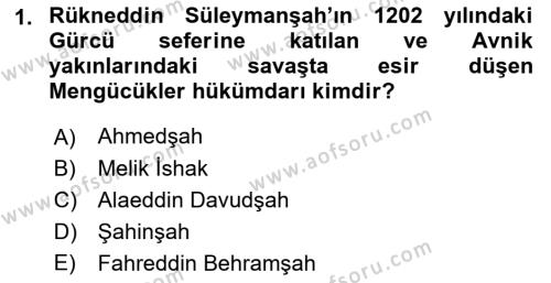 Orta Çağ ve Yeni Çağ Türk Devletleri Tarihi Dersi 2022 - 2023 Yılı Yaz Okulu Sınavı 1. Soru