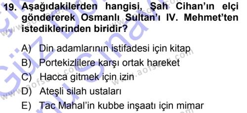 Ortaçağ ve Yeniçağ Türk Devletleri Tarihi Dersi 2013 - 2014 Yılı (Final) Dönem Sonu Sınavı 19. Soru