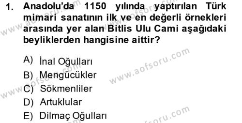 Ortaçağ ve Yeniçağ Türk Devletleri Tarihi Dersi 2014 - 2015 Yılı (Final) Dönem Sonu Sınavı 1. Soru