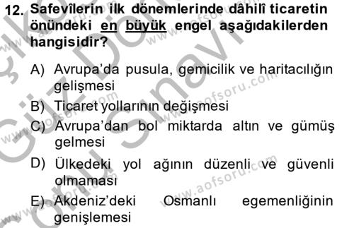 Ortaçağ ve Yeniçağ Türk Devletleri Tarihi Dersi 2014 - 2015 Yılı (Final) Dönem Sonu Sınavı 12. Soru