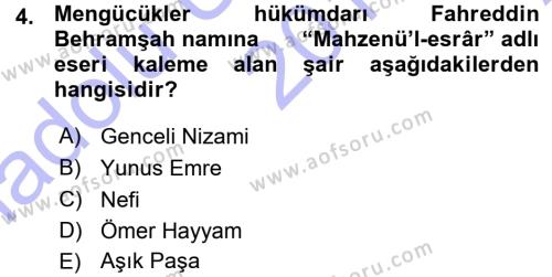 Ortaçağ ve Yeniçağ Türk Devletleri Tarihi Dersi 2015 - 2016 Yılı (Vize) Ara Sınavı 4. Soru