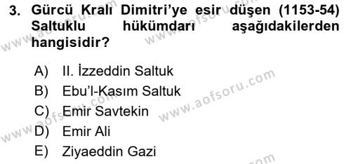 Ortaçağ ve Yeniçağ Türk Devletleri Tarihi Dersi 2019 - 2020 Yılı (Vize) Ara Sınavı 3. Soru