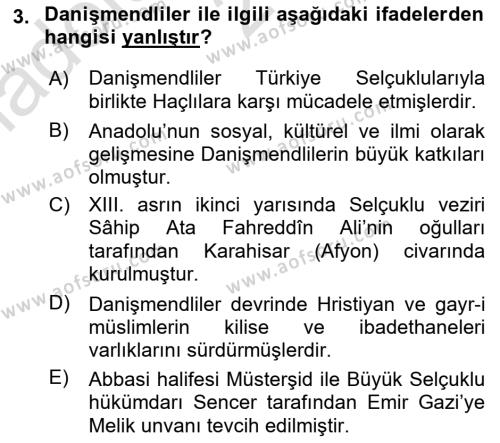 Ortaçağ ve Yeniçağ Türk Devletleri Tarihi Dersi 2021 - 2022 Yılı (Vize) Ara Sınavı 3. Soru