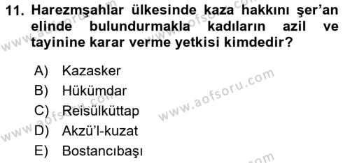 Ortaçağ ve Yeniçağ Türk Devletleri Tarihi Dersi 2022 - 2023 Yılı (Vize) Ara Sınavı 11. Soru