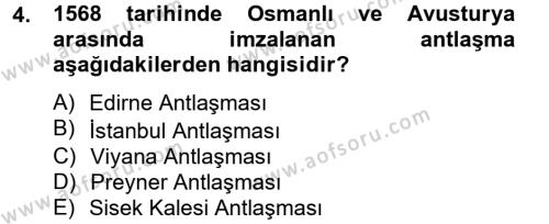 Osmanlı Tarihi (1566-1789) Dersi 2012 - 2013 Yılı (Vize) Ara Sınavı 4. Soru