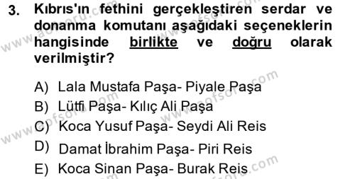 Osmanlı Tarihi (1566-1789) Dersi 2013 - 2014 Yılı (Vize) Ara Sınavı 3. Soru