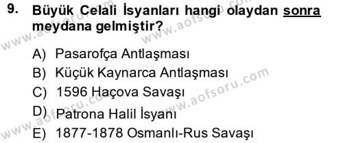 Osmanlı Tarihi (1566-1789) Dersi 2013 - 2014 Yılı (Vize) Ara Sınavı 9. Soru