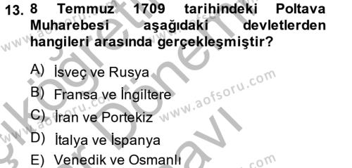 Osmanlı Tarihi (1566-1789) Dersi 2013 - 2014 Yılı (Final) Dönem Sonu Sınavı 13. Soru