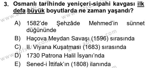 Osmanlı Tarihi (1566-1789) Dersi 2015 - 2016 Yılı (Vize) Ara Sınavı 3. Soru
