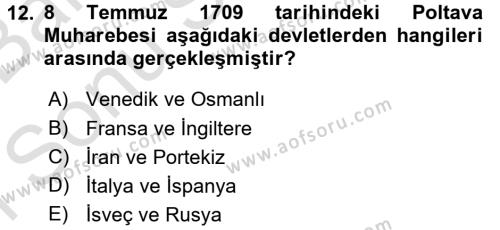 Osmanlı Tarihi (1566-1789) Dersi 2015 - 2016 Yılı (Final) Dönem Sonu Sınavı 12. Soru