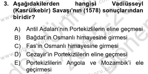 Osmanlı Tarihi (1566-1789) Dersi 2015 - 2016 Yılı (Final) Dönem Sonu Sınavı 3. Soru