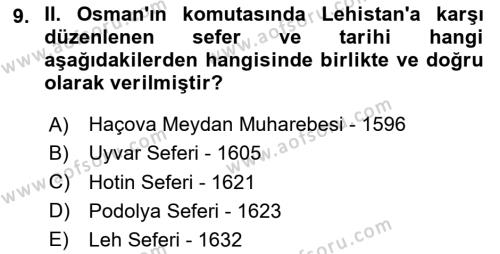 Osmanlı Tarihi (1566-1789) Dersi 2023 - 2024 Yılı (Vize) Ara Sınavı 9. Soru