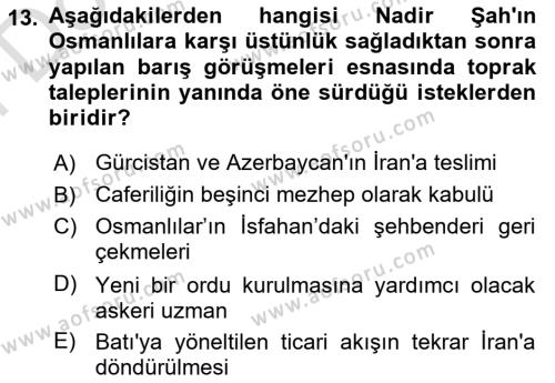 Osmanlı Tarihi (1566-1789) Dersi 2023 - 2024 Yılı (Final) Dönem Sonu Sınavı 13. Soru