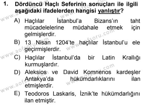 Türkiye Selçuklu Tarihi Dersi 2012 - 2013 Yılı (Vize) Ara Sınavı 1. Soru