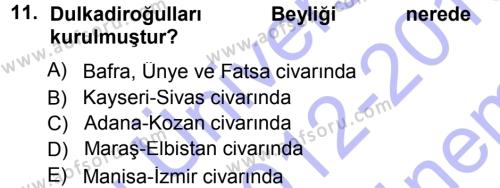 Türkiye Selçuklu Tarihi Dersi 2012 - 2013 Yılı (Final) Dönem Sonu Sınavı 11. Soru