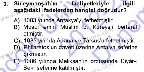 Türkiye Selçuklu Tarihi Dersi 2012 - 2013 Yılı (Final) Dönem Sonu Sınavı 3. Soru