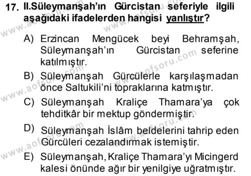 Türkiye Selçuklu Tarihi Dersi 2013 - 2014 Yılı (Vize) Ara Sınavı 17. Soru