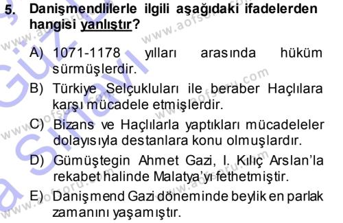 Türkiye Selçuklu Tarihi Dersi 2013 - 2014 Yılı (Vize) Ara Sınavı 5. Soru