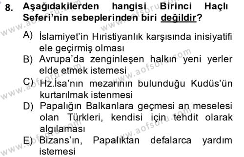 Türkiye Selçuklu Tarihi Dersi 2013 - 2014 Yılı (Vize) Ara Sınavı 8. Soru