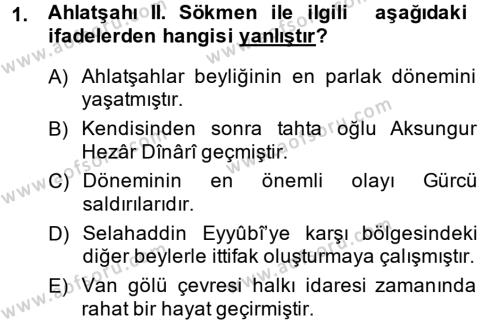 Türkiye Selçuklu Tarihi Dersi 2014 - 2015 Yılı (Vize) Ara Sınavı 1. Soru