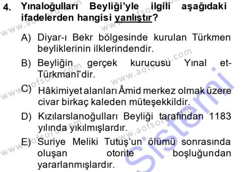 Türkiye Selçuklu Tarihi Dersi 2014 - 2015 Yılı (Vize) Ara Sınavı 4. Soru
