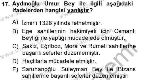 Türkiye Selçuklu Tarihi Dersi 2014 - 2015 Yılı (Final) Dönem Sonu Sınavı 17. Soru