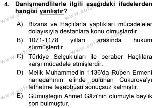 Türkiye Selçuklu Tarihi Dersi 2015 - 2016 Yılı (Vize) Ara Sınavı 4. Soru