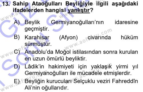 Türkiye Selçuklu Tarihi Dersi 2015 - 2016 Yılı (Final) Dönem Sonu Sınavı 13. Soru