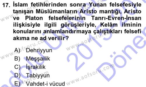 Türkiye Selçuklu Tarihi Dersi 2015 - 2016 Yılı (Final) Dönem Sonu Sınavı 17. Soru