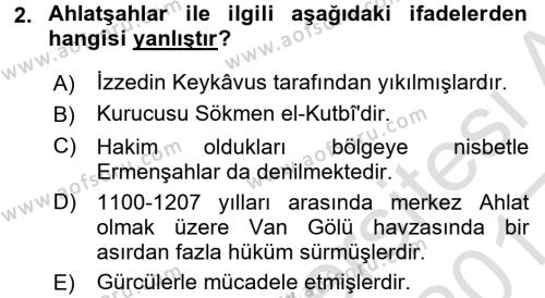 Türkiye Selçuklu Tarihi Dersi 2016 - 2017 Yılı (Vize) Ara Sınavı 2. Soru