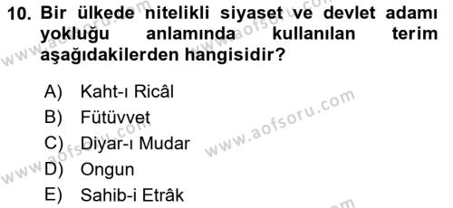 Türkiye Selçuklu Tarihi Dersi 2019 - 2020 Yılı (Final) Dönem Sonu Sınavı 10. Soru