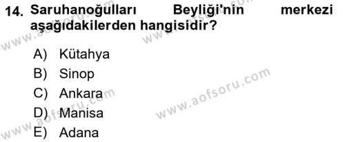 Türkiye Selçuklu Tarihi Dersi 2019 - 2020 Yılı (Final) Dönem Sonu Sınavı 14. Soru