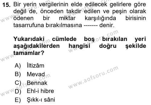 Türkiye Selçuklu Tarihi Dersi 2019 - 2020 Yılı (Final) Dönem Sonu Sınavı 15. Soru