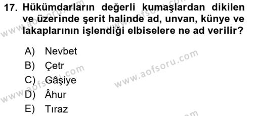 Türkiye Selçuklu Tarihi Dersi 2019 - 2020 Yılı (Final) Dönem Sonu Sınavı 17. Soru