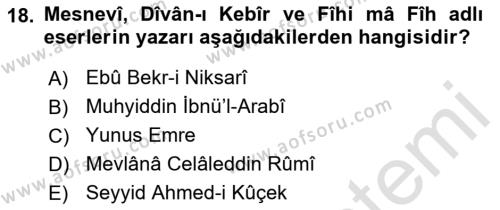 Türkiye Selçuklu Tarihi Dersi 2019 - 2020 Yılı (Final) Dönem Sonu Sınavı 18. Soru